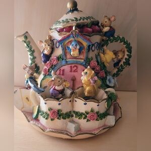 Vintage "Tea For Two" Mouse Teapot with Floral Accents.